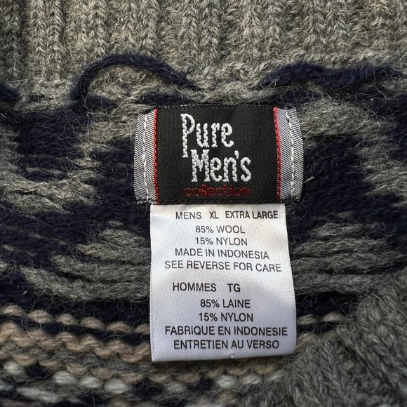 Vintage Nordic Fair Isle Wool Oversized Knit Crew Neck Grandpa Fisherman Sweater - Picture 7 of 8